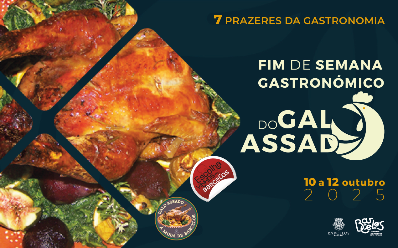 Galo Assado à mesa dos restaurantes de Barcelos